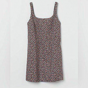 H&M, floral cotton mini corduroy jumper shift‎ dress sz medium